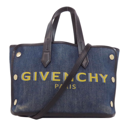 GIVENCHY ジバンシー ロゴ ハンドバッグ デニム レディース 中古