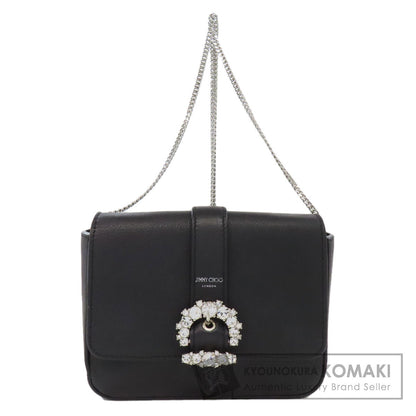 Jimmy Choo ジミーチュウ チェーンショルダー ロゴ ビジュー ショルダーバッグ レザー レディース 中古