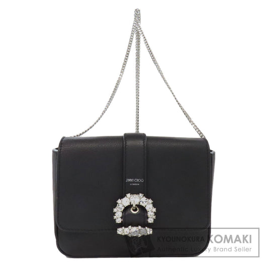 Jimmy Choo ジミーチュウ チェーンショルダー ロゴ ビジュー ショルダーバッグ レザー レディース 中古