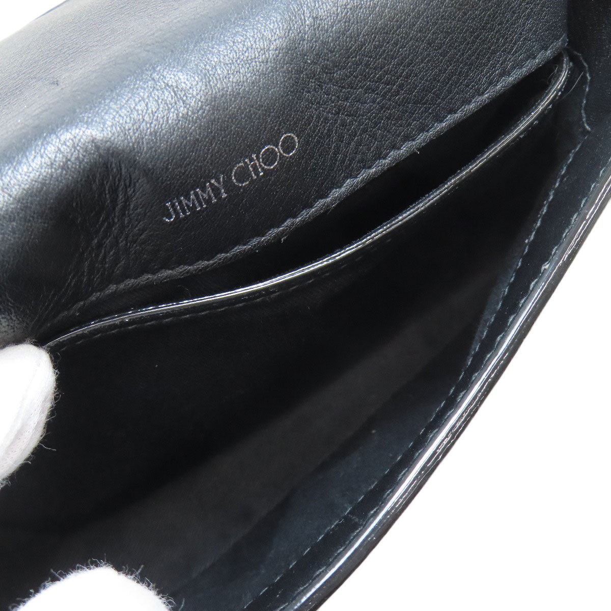 Jimmy Choo ジミーチュウ チェーンショルダー ロゴ ビジュー ショルダーバッグ レザー レディース 中古