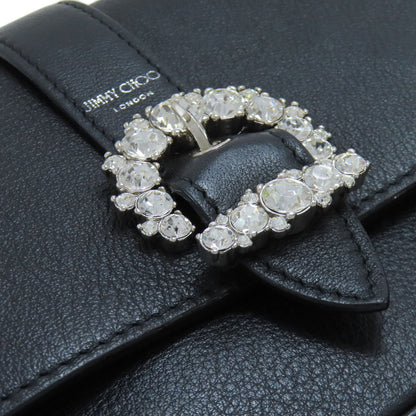 Jimmy Choo ジミーチュウ チェーンショルダー ロゴ ビジュー ショルダーバッグ レザー レディース 中古