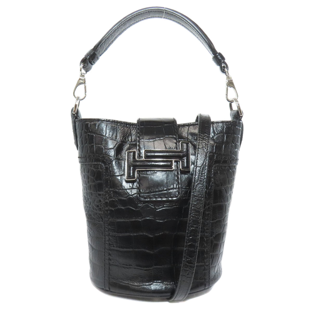 TODS トッズ 型押 ダブルT 2WAY ハンドバッグ レザー レディース 中古