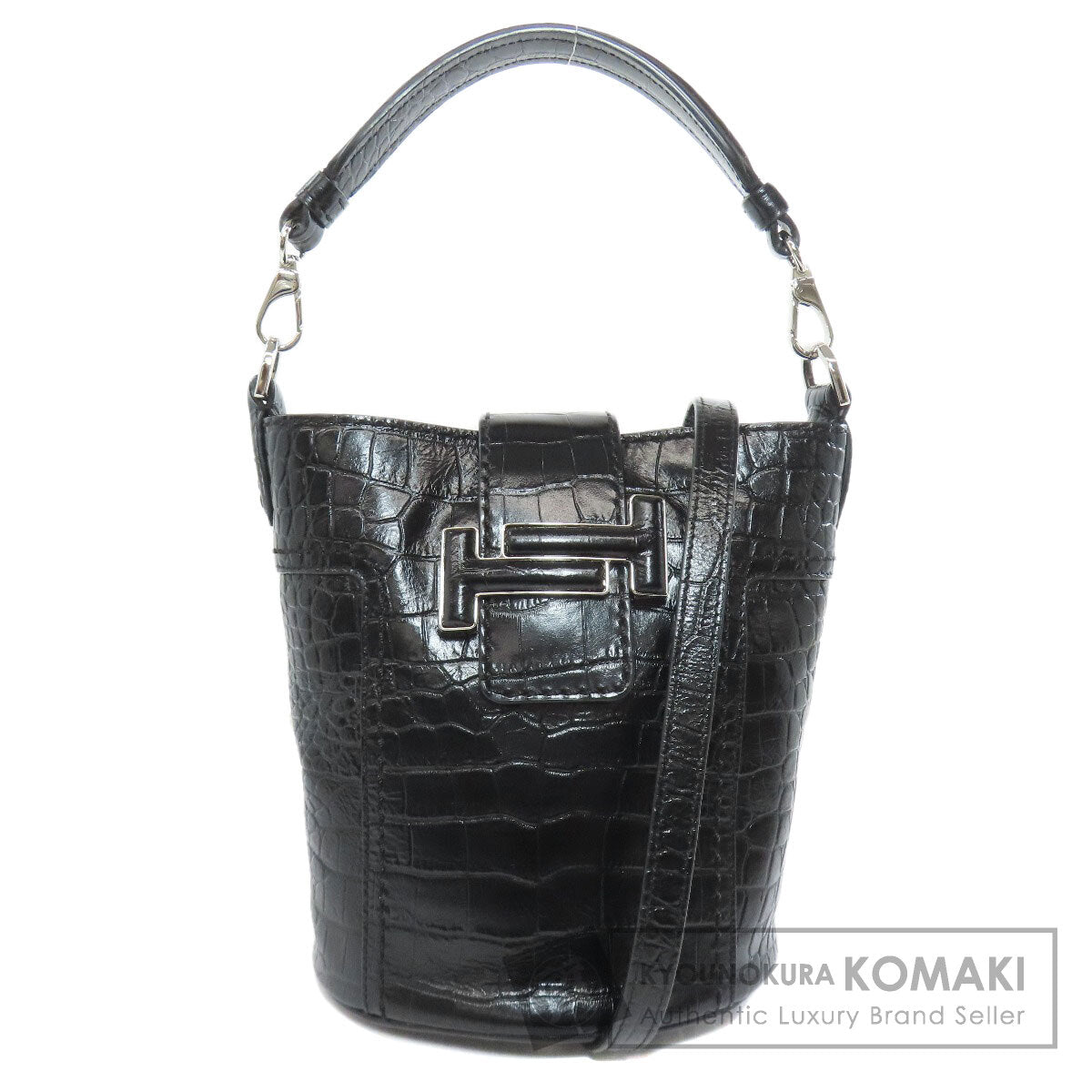 TODS トッズ 型押 ダブルT 2WAY ハンドバッグ レザー レディース 中古