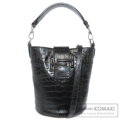 TODS トッズ 型押 ダブルT 2WAY ハンドバッグ レザー レディース 中古