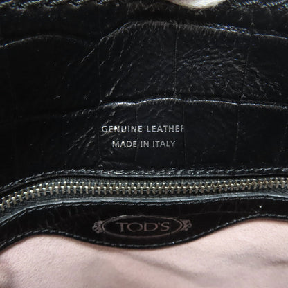 TODS トッズ 型押 ダブルT 2WAY ハンドバッグ レザー レディース 中古