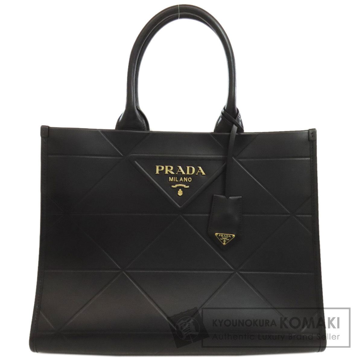 PRADA プラダ 1BA378 ロゴ シンボル ハンドバッグ カーフ レディース 中古