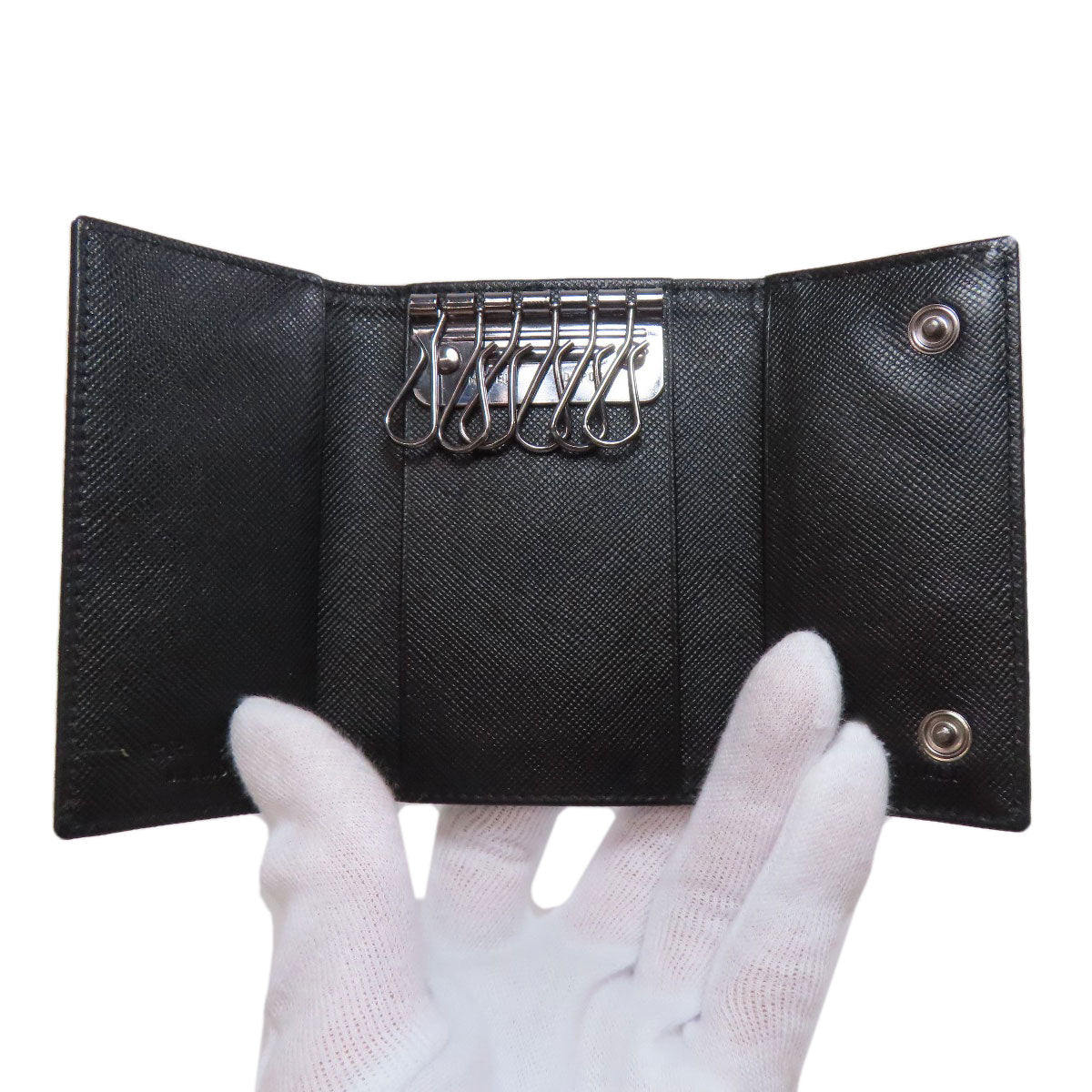 PRADA プラダ ロゴ金具 キーケース ナイロン レディース 中古
