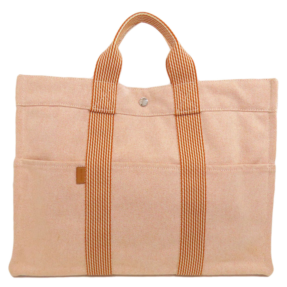 HERMES エルメス ニューフールトゥMM ハンドバッグ キャンバス レディース 中古