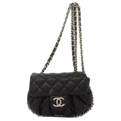 CHANEL シャネル チェーンショルダー マトラッセ シルバー金具 ショルダーバッグ カーフ レディース 中古