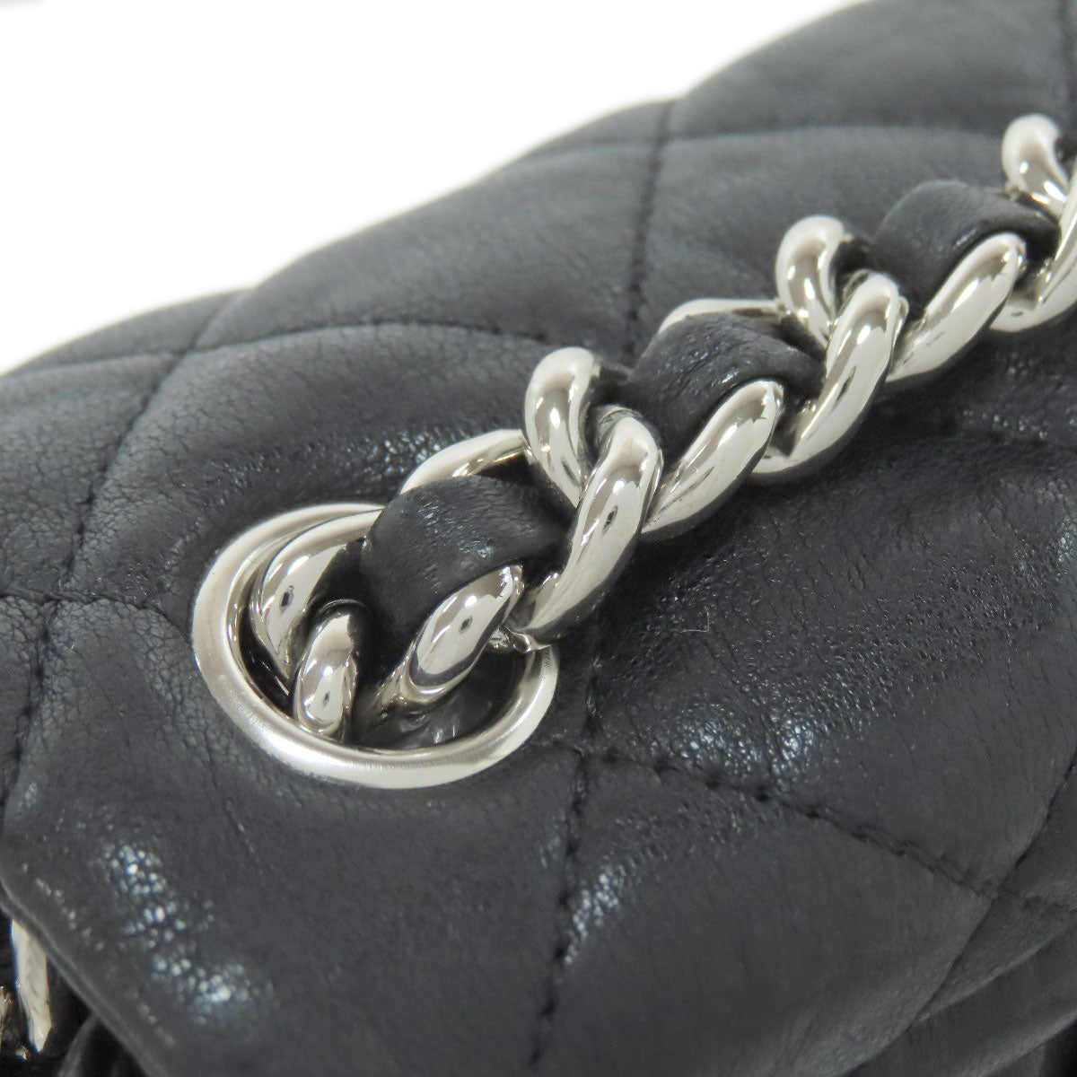 CHANEL シャネル チェーンショルダー マトラッセ シルバー金具 ショルダーバッグ カーフ レディース 中古