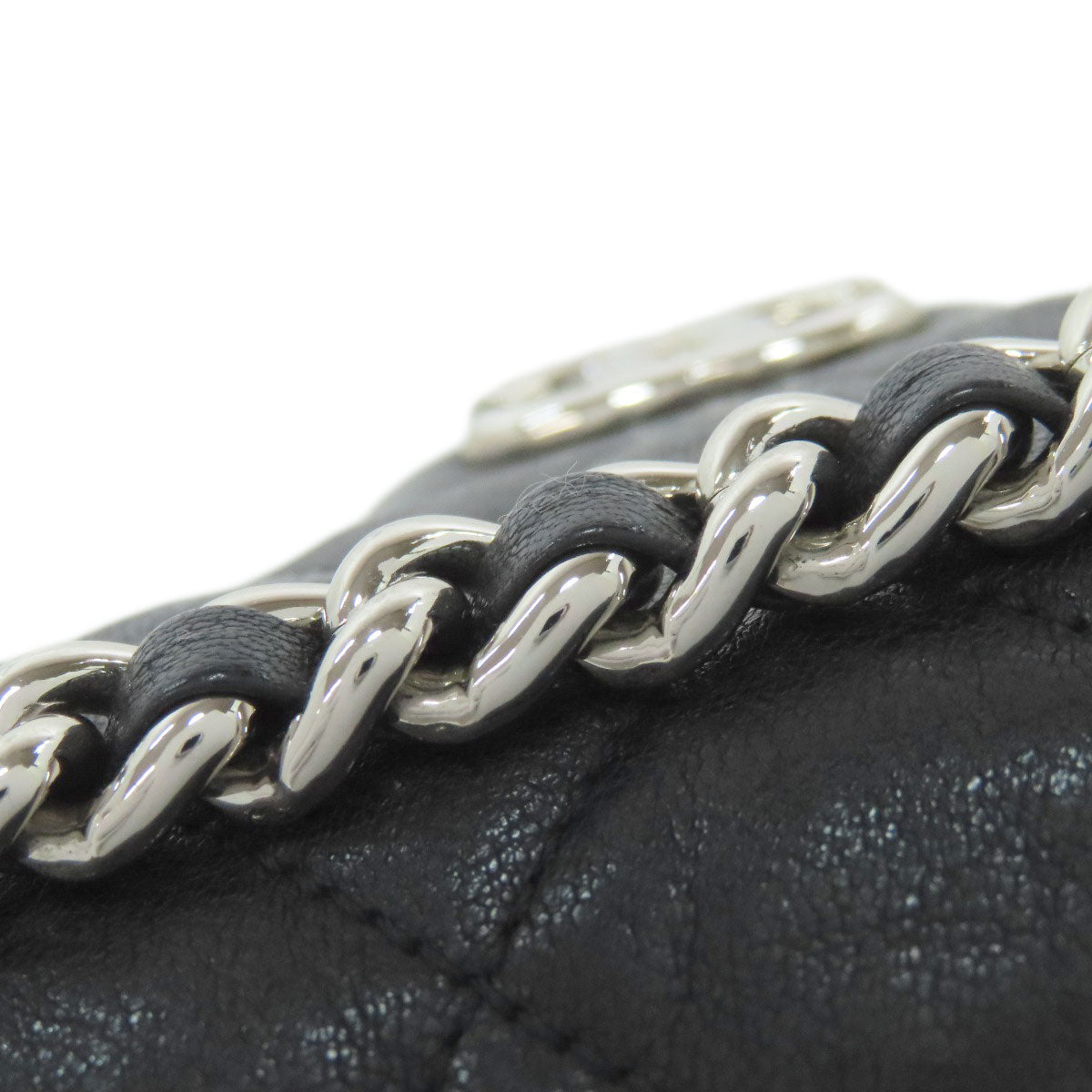 CHANEL シャネル チェーンショルダー マトラッセ シルバー金具 ショルダーバッグ カーフ レディース 中古