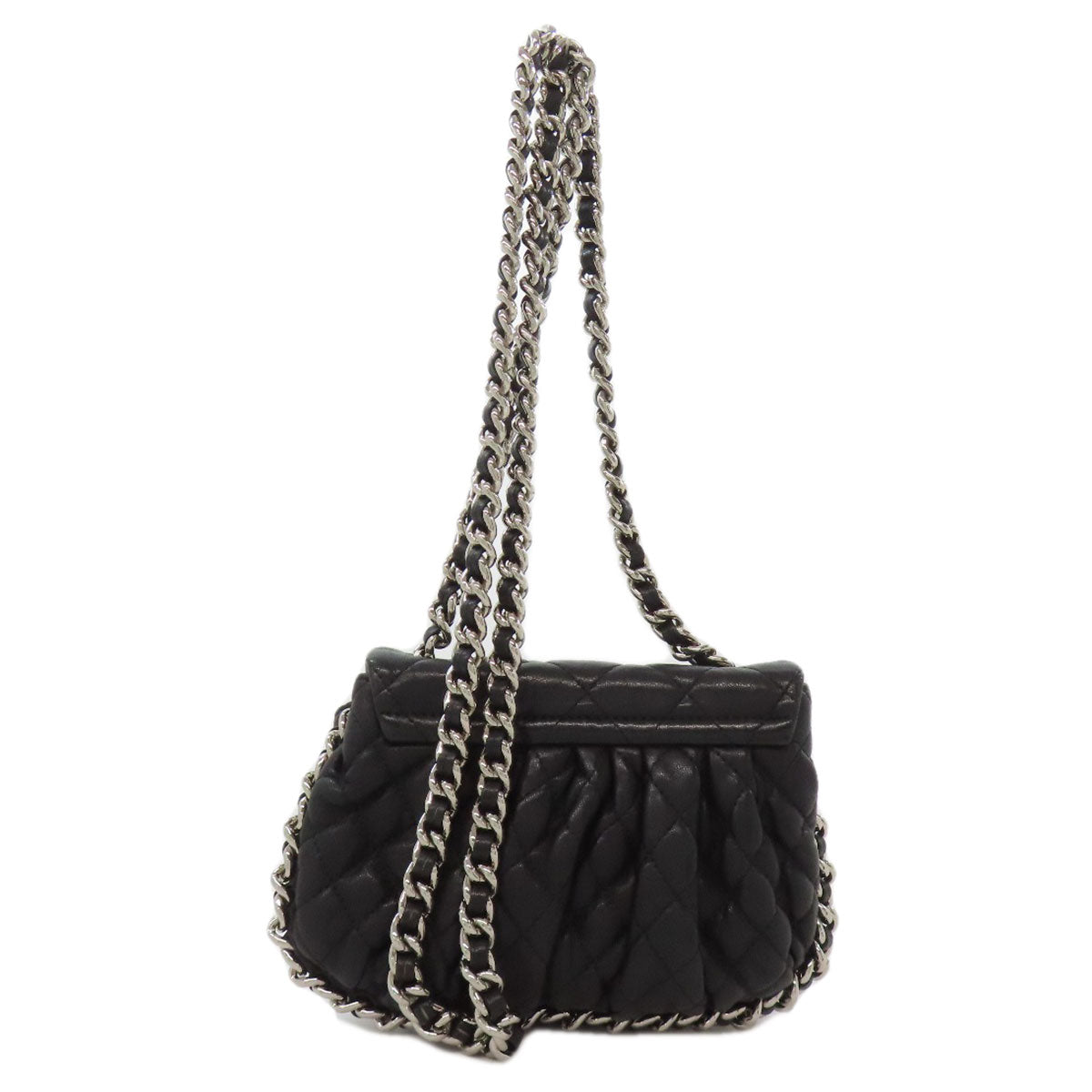 CHANEL シャネル チェーンショルダー マトラッセ シルバー金具 ショルダーバッグ カーフ レディース 中古