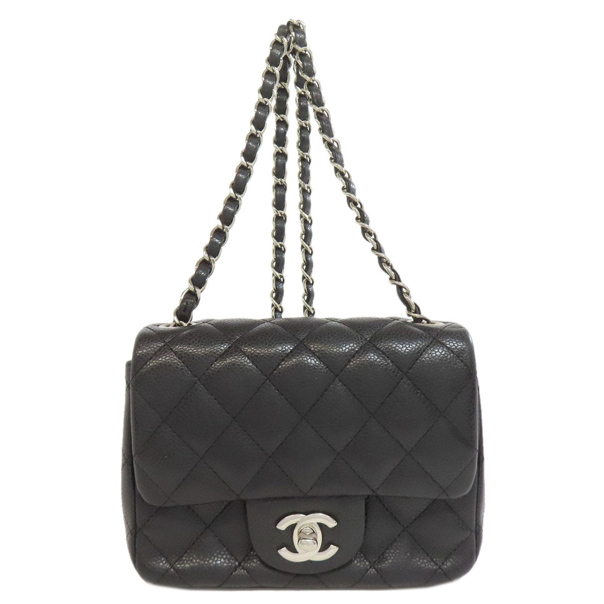 CHANEL シャネル チェーンショルダー マトラッセ シルバー金具 ショルダーバッグ グレインド カーフスキン レディース 中古