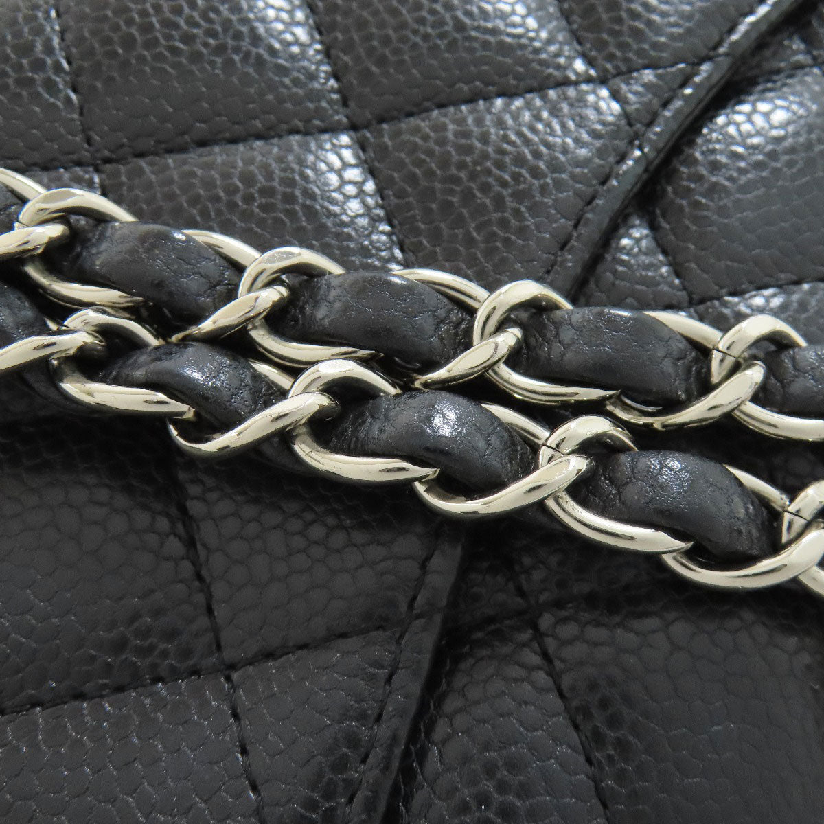 CHANEL シャネル チェーンショルダー マトラッセ シルバー金具 ショルダーバッグ グレインド カーフスキン レディース 中古