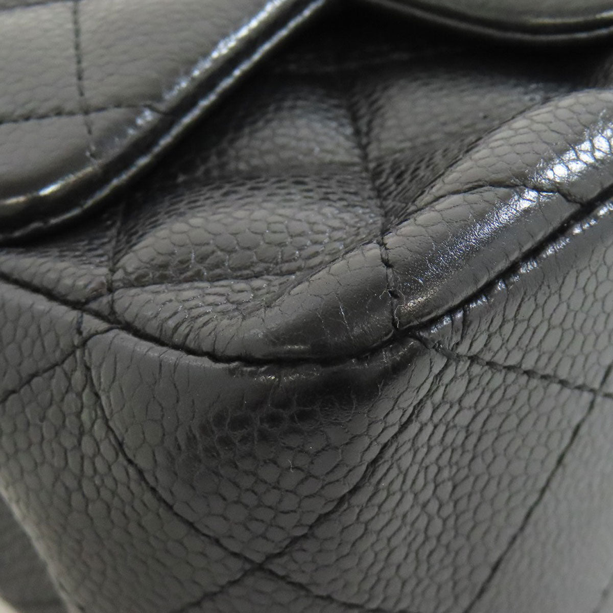 CHANEL シャネル チェーンショルダー マトラッセ シルバー金具 ショルダーバッグ グレインド カーフスキン レディース 中古