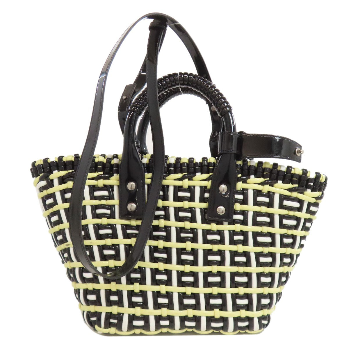 BALENCIAGA バレンシアガ 671342 ビストロXS 2WAY ハンドバッグ エナメル レディース 中古