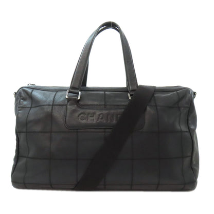 CHANEL シャネル チョコバー シルバー金具 2WAY ボストンバッグ グレインド カーフスキン レディース 中古