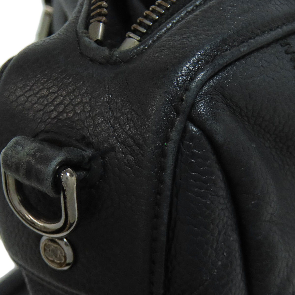 CHANEL シャネル チョコバー シルバー金具 2WAY ボストンバッグ グレインド カーフスキン レディース 中古