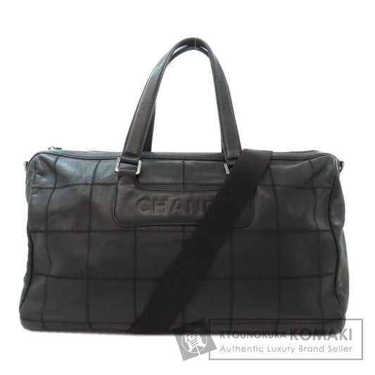 CHANEL シャネル チョコバー シルバー金具 2WAY ボストンバッグ グレインド カーフスキン レディース 中古