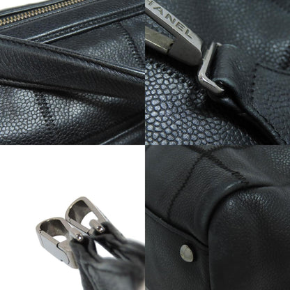 CHANEL シャネル チョコバー シルバー金具 2WAY ボストンバッグ グレインド カーフスキン レディース 中古