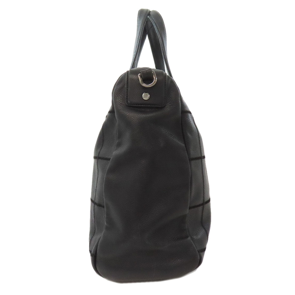 CHANEL シャネル チョコバー シルバー金具 2WAY ボストンバッグ グレインド カーフスキン レディース 中古