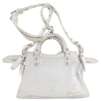 BALENCIAGA バレンシアガ 70940 ネオ カゴール XS 2WAY ハンドバッグ デニム レディース 中古