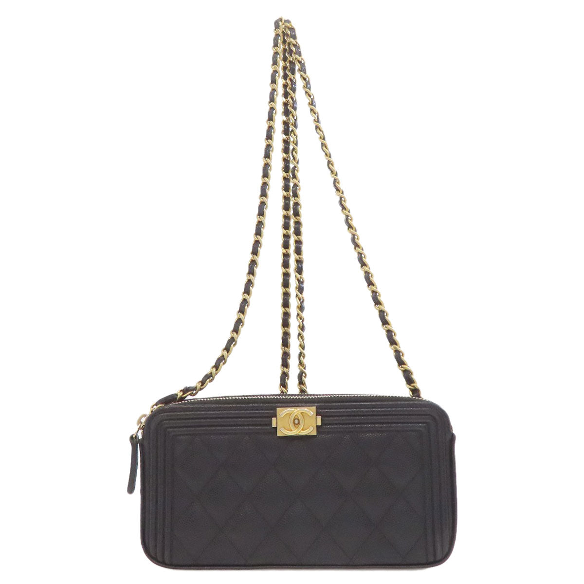 CHANEL シャネル チェーンウォレット ボーイシャネル マトラッセ ゴールド金具 長財布（小銭入れあり） グレインド カーフスキン レディース 中古