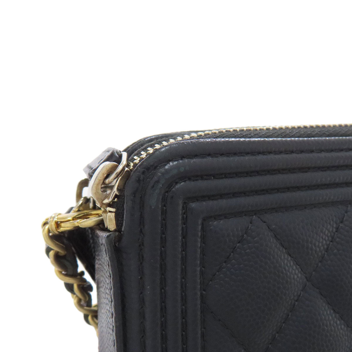 CHANEL シャネル チェーンウォレット ボーイシャネル マトラッセ ゴールド金具 長財布（小銭入れあり） グレインド カーフスキン レディース 中古