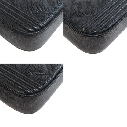 CHANEL シャネル チェーンウォレット ボーイシャネル マトラッセ ゴールド金具 長財布（小銭入れあり） グレインド カーフスキン レディース 中古