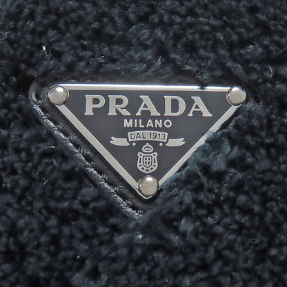 PRADA プラダ 1BH190 トライアングル ショルダーバッグ ボア レディース 中古