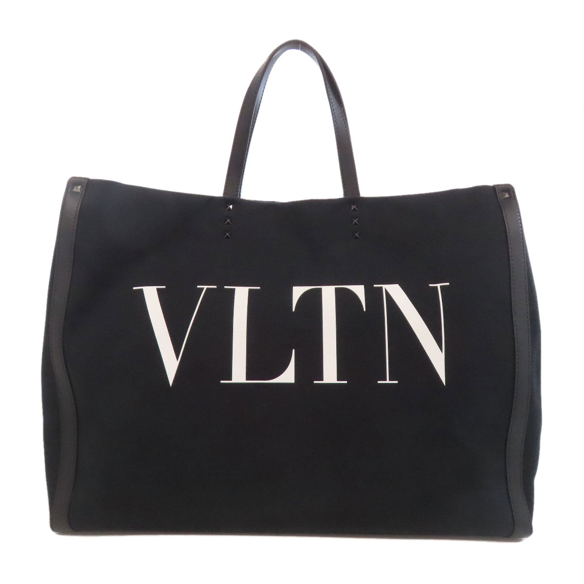 VALENTINO バレンティノ スタッズ トートバッグ キャンバス レディース 中古