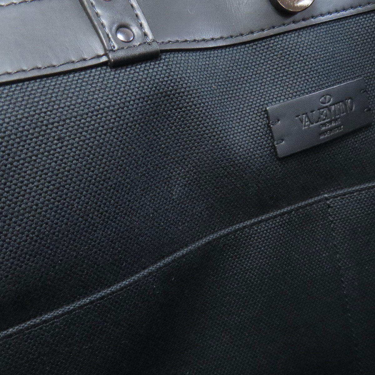 VALENTINO バレンティノ スタッズ トートバッグ キャンバス レディース 中古