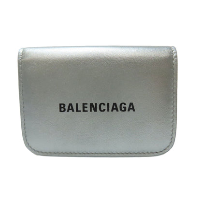 BALENCIAGA バレンシアガ ロゴ 三つ折り財布 ミニウォレット 二つ折り財布（小銭入れあり） レザー レディース 中古