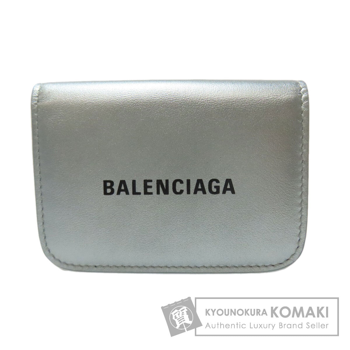 BALENCIAGA バレンシアガ ロゴ 三つ折り財布 ミニウォレット 二つ折り財布（小銭入れあり） レザー レディース 中古