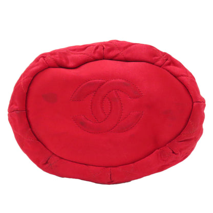 CHANEL シャネル 巾着ショルダー マトラッセ ゴールド金具 ショルダーバッグ サテン レディース 中古