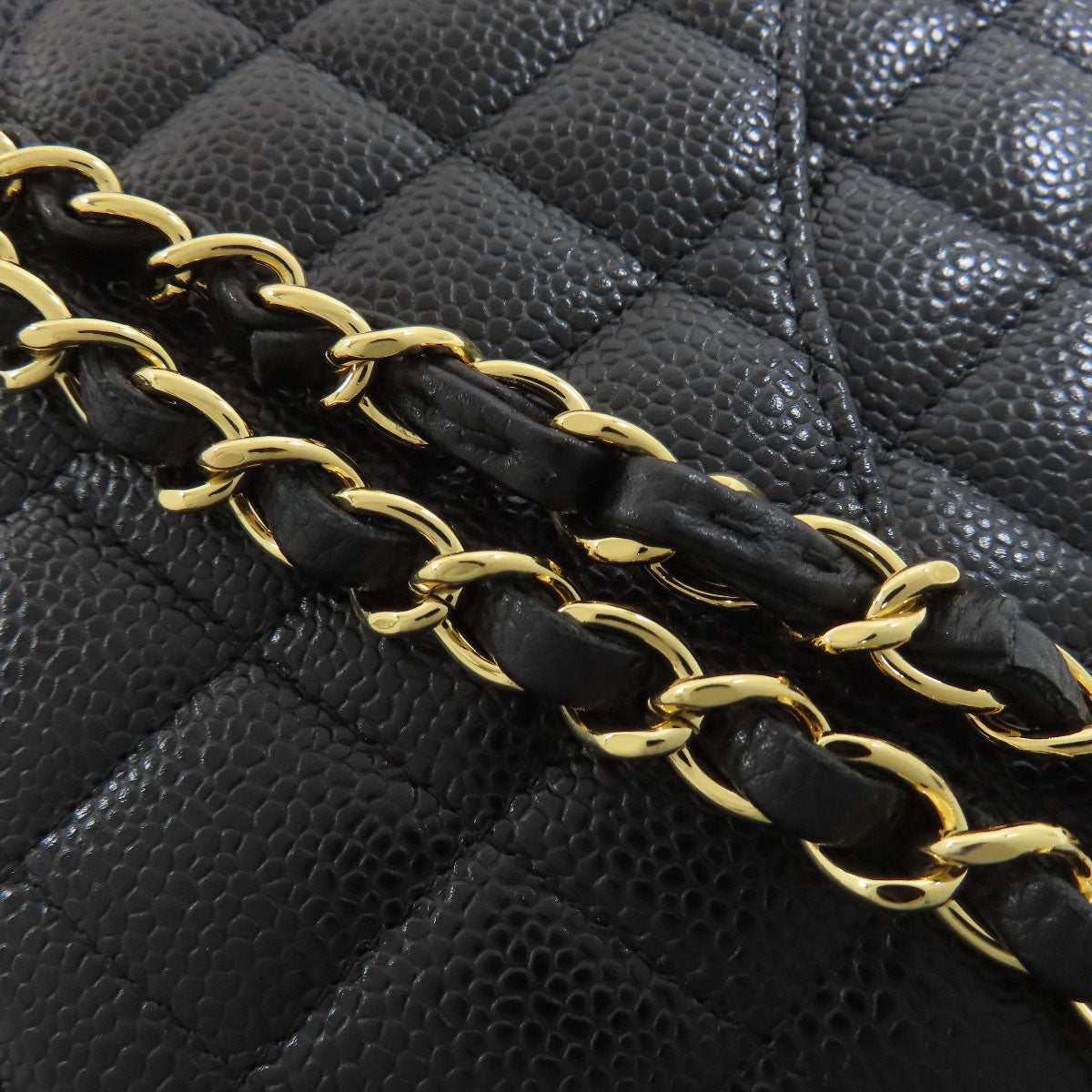 CHANEL シャネル ダブルフラップ マトラッセ ゴールド金具 ショルダーバッグ グレインド カーフスキン レディース 中古