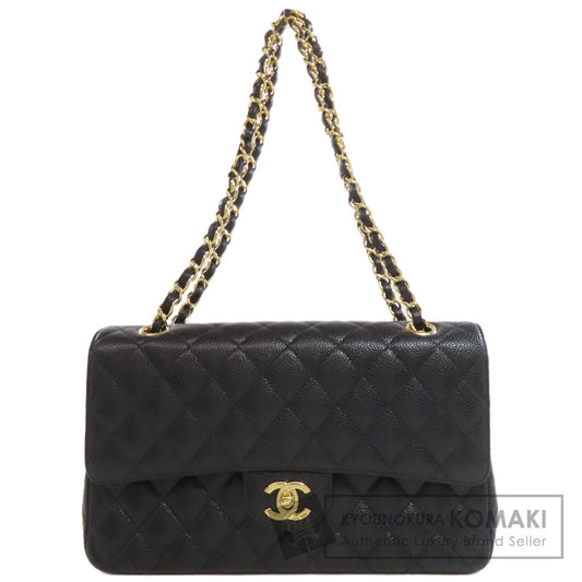 CHANEL シャネル ダブルフラップ マトラッセ ゴールド金具 ショルダーバッグ グレインド カーフスキン レディース 中古