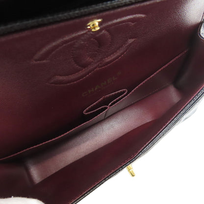 CHANEL シャネル ダブルフラップ マトラッセ ゴールド金具 ショルダーバッグ グレインド カーフスキン レディース 中古