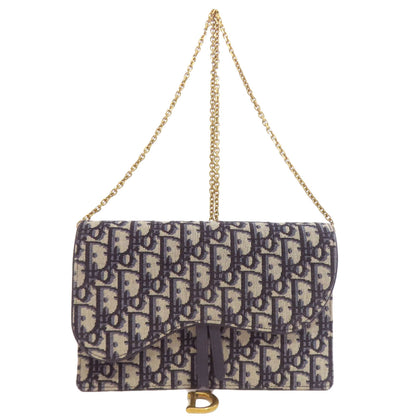 CHRISTIAN DIOR クリスチャンディオール チェーンウォレット トロッター柄 長財布（小銭入れあり） キャンバス レディース 中古