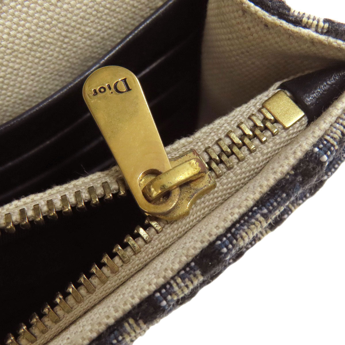 CHRISTIAN DIOR クリスチャンディオール チェーンウォレット トロッター柄 長財布（小銭入れあり） キャンバス レディース 中古