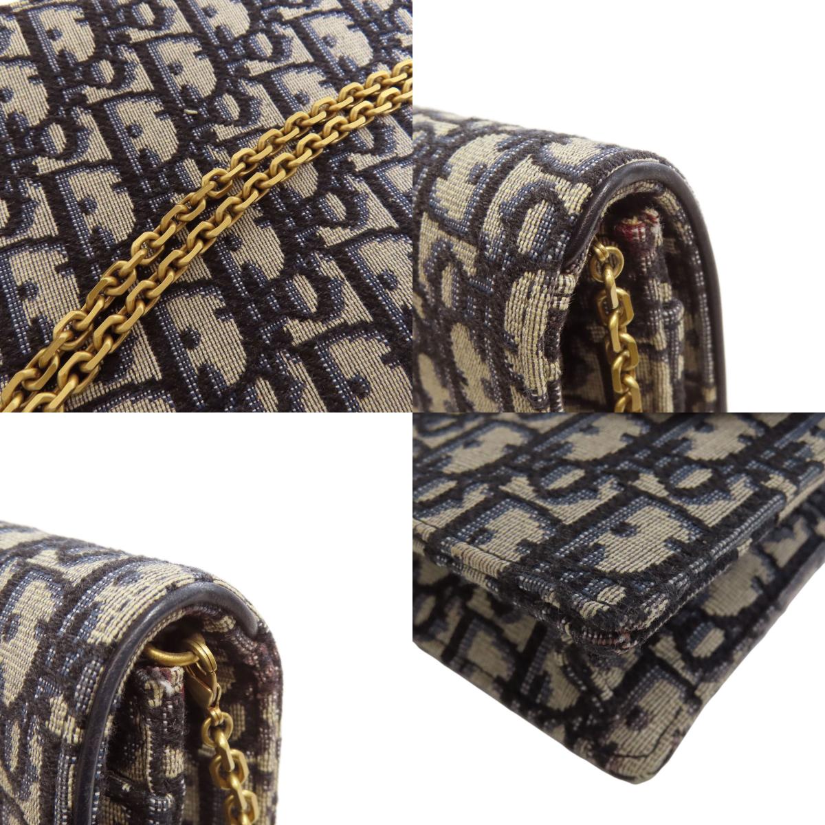 CHRISTIAN DIOR クリスチャンディオール チェーンウォレット トロッター柄 長財布（小銭入れあり） キャンバス レディース 中古