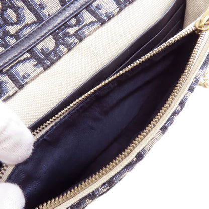 CHRISTIAN DIOR クリスチャンディオール チェーンウォレット トロッター柄 長財布（小銭入れあり） キャンバス レディース 中古