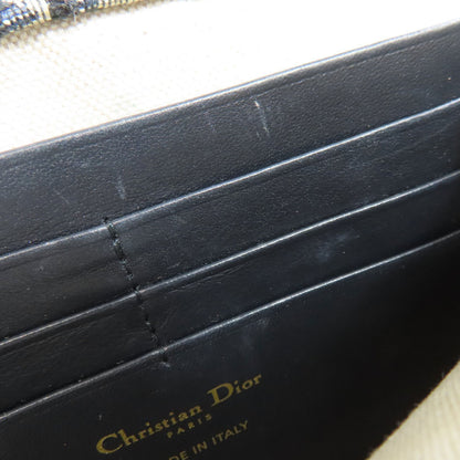 CHRISTIAN DIOR クリスチャンディオール チェーンウォレット トロッター柄 長財布（小銭入れあり） キャンバス レディース 中古