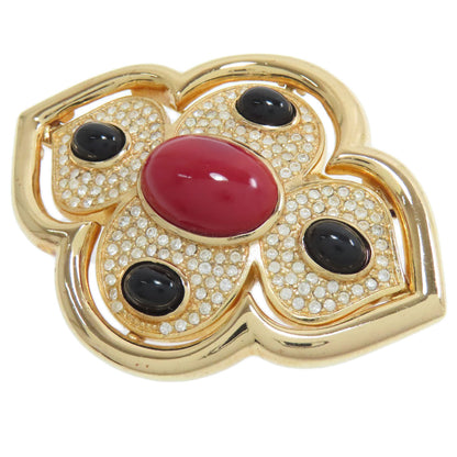 CHRISTIAN DIOR クリスチャンディオール ラインストーン ブローチ 金属製 レディース 中古