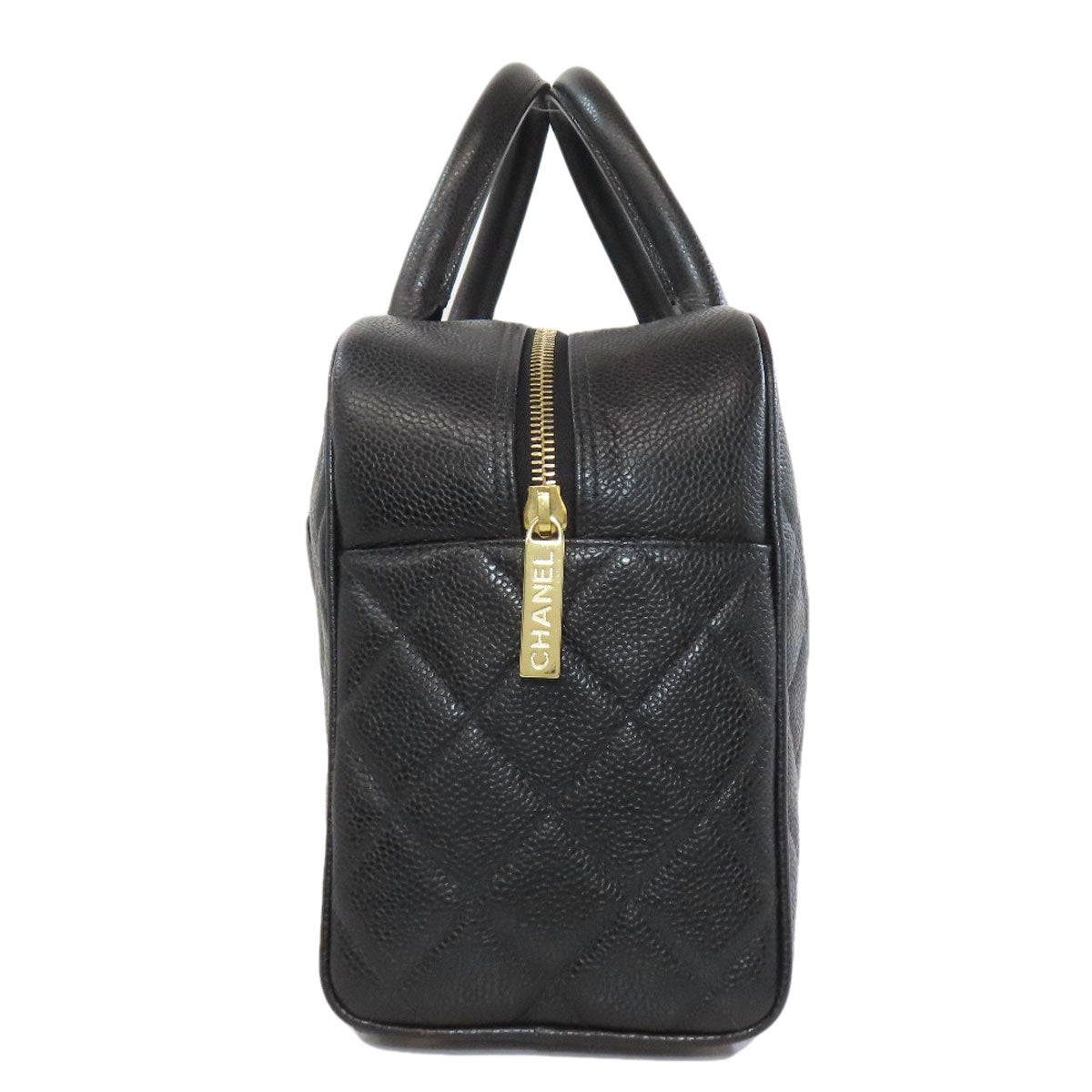 CHANEL シャネル マトラッセ ココマーク ゴールド金具 ボストンバッグ グレインド カーフスキン レディース 中古
