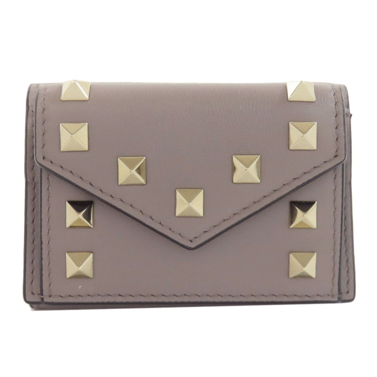 VALENTINO バレンティノ コンパクトウォレット スタッズ 二つ折り財布（小銭入れあり） レザー レディース 中古