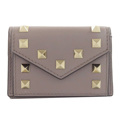 VALENTINO バレンティノ コンパクトウォレット スタッズ 二つ折り財布（小銭入れあり） レザー レディース 中古