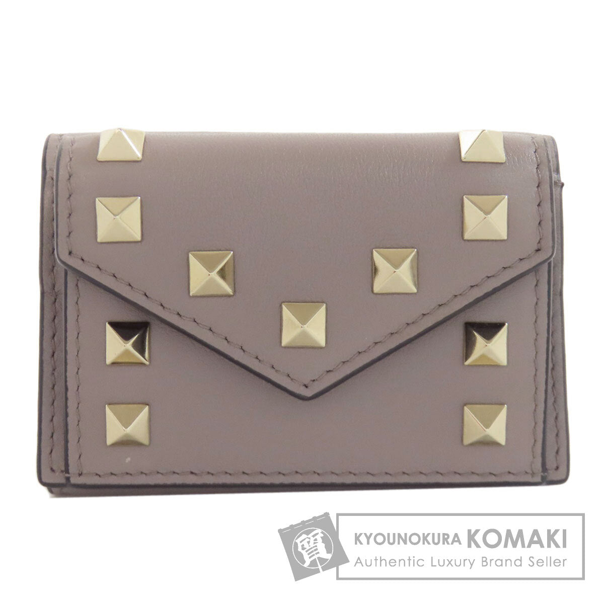 VALENTINO バレンティノ コンパクトウォレット スタッズ 二つ折り財布（小銭入れあり） レザー レディース 中古