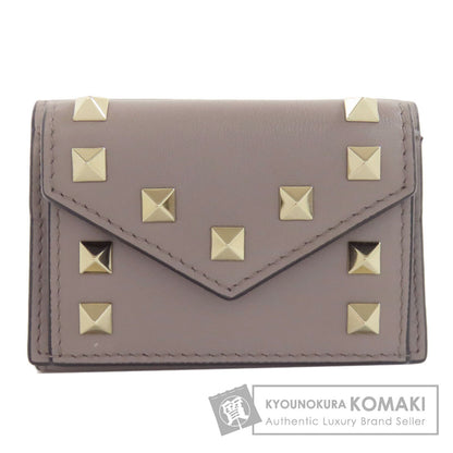 VALENTINO バレンティノ コンパクトウォレット スタッズ 二つ折り財布（小銭入れあり） レザー レディース 中古