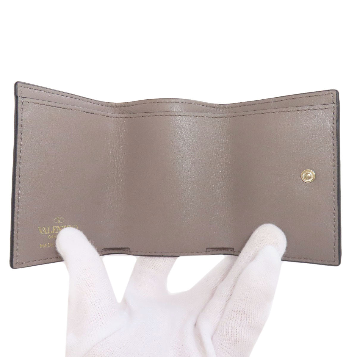 VALENTINO バレンティノ コンパクトウォレット スタッズ 二つ折り財布（小銭入れあり） レザー レディース 中古
